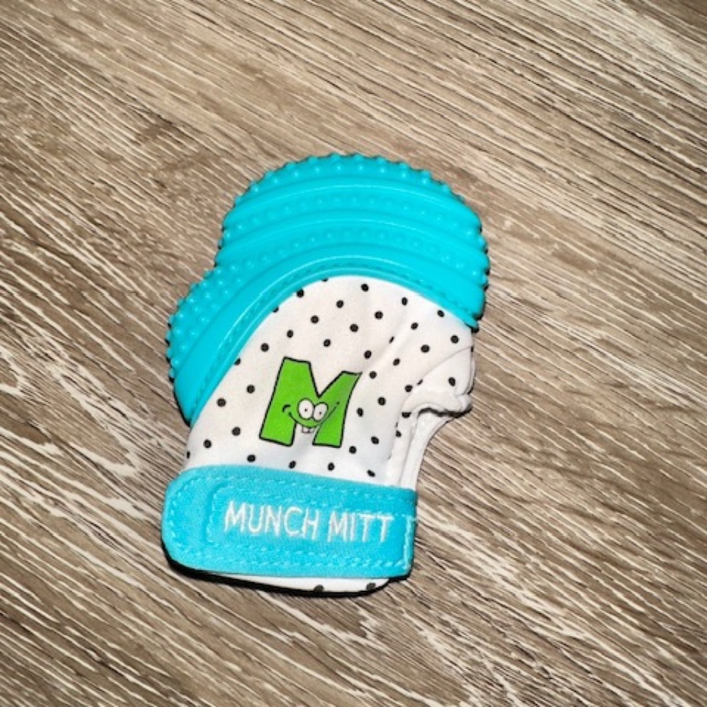 Munch Mitt Teething Mitten that Stays on Baby's Hand. Malarkey Kids. Crinkle